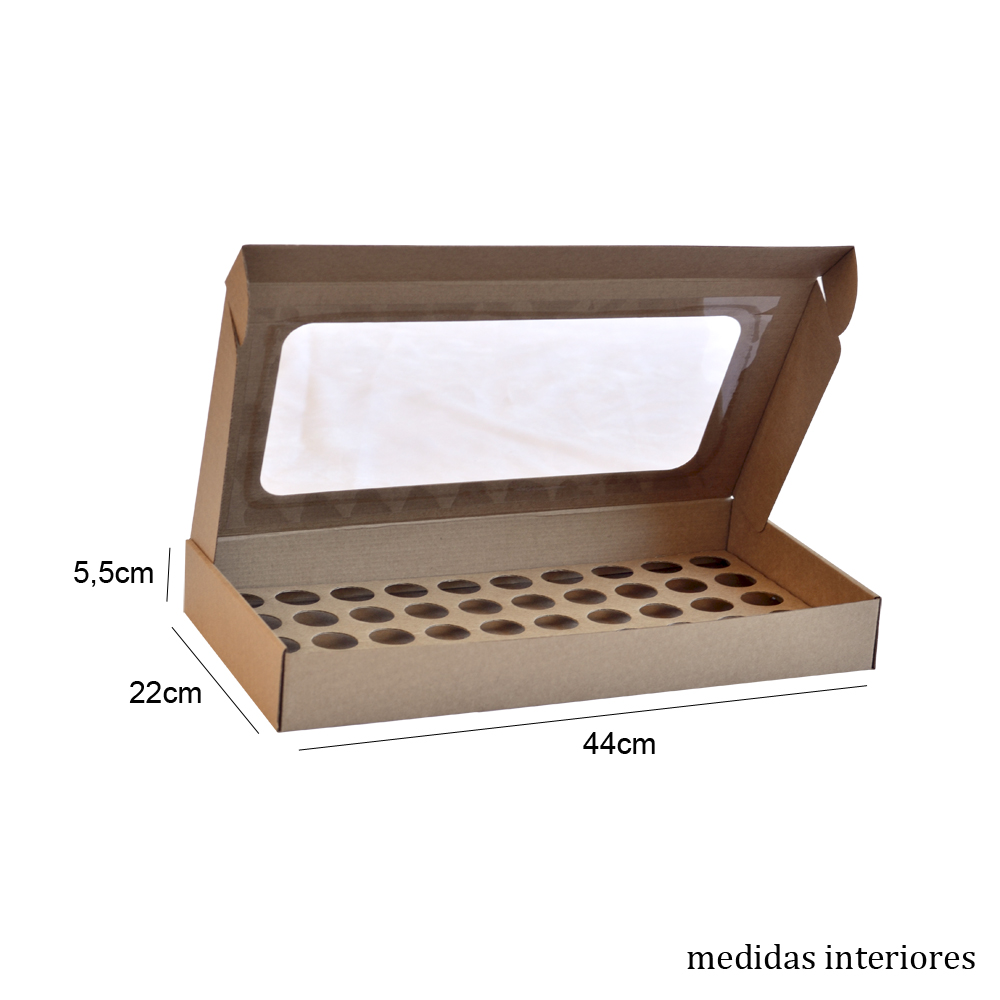 Brigadeiros-50_1.jpg Caixa para 50 Brigadeiros com Janela (KRAFT) - Image 1