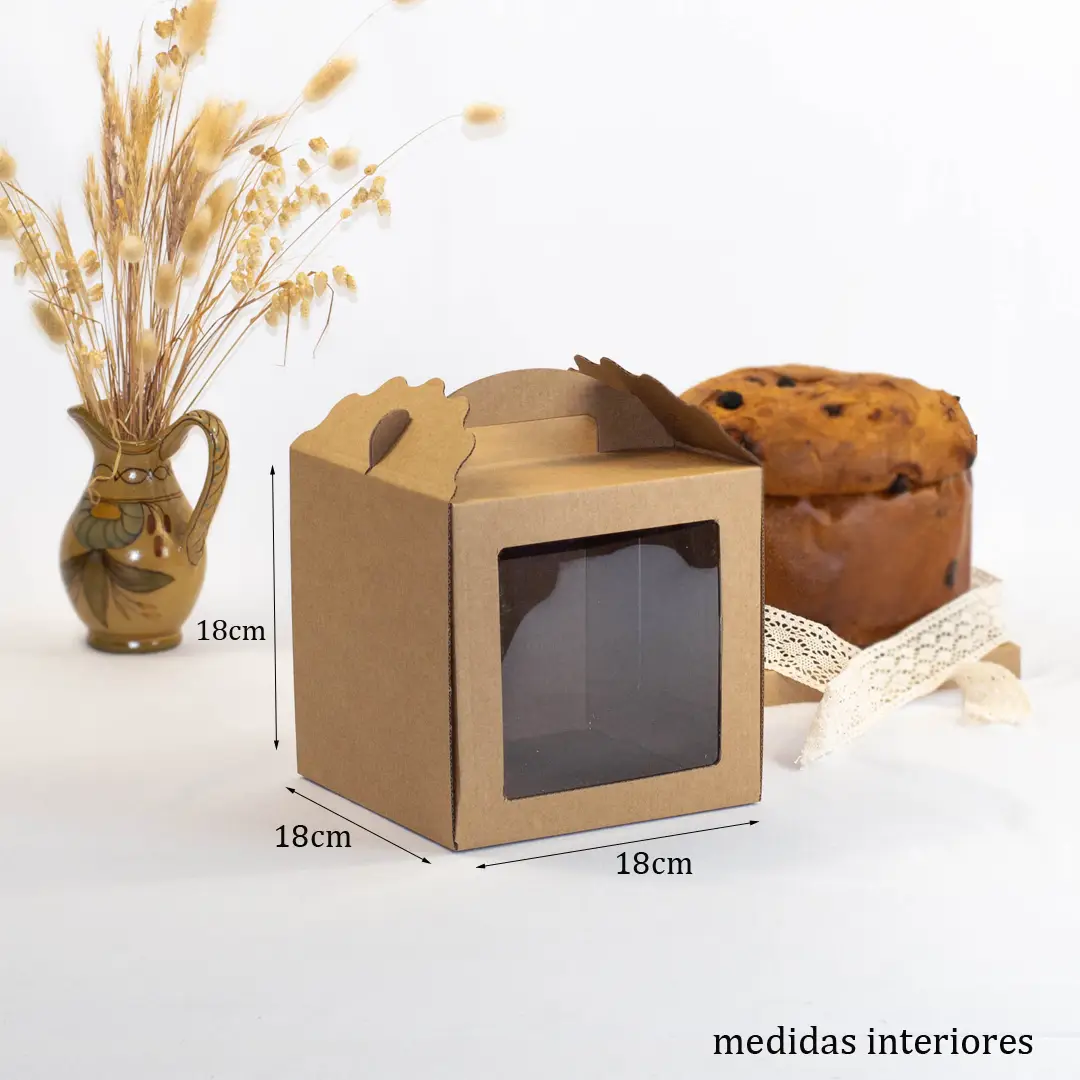 Panitoni-Kraft-com-janela_1-1.webp Caixa "Panettone" com Janela e divisória 18x18x18 Kraft - Image 1