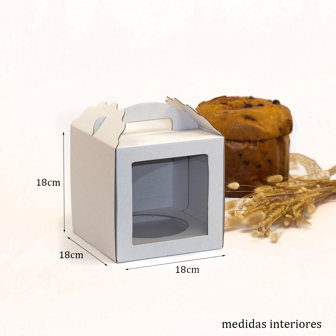 Panitoni-com-janela_1.jpg Caixa "Panettone" com Janela e divisória 18x18x18 Branco - Image 1