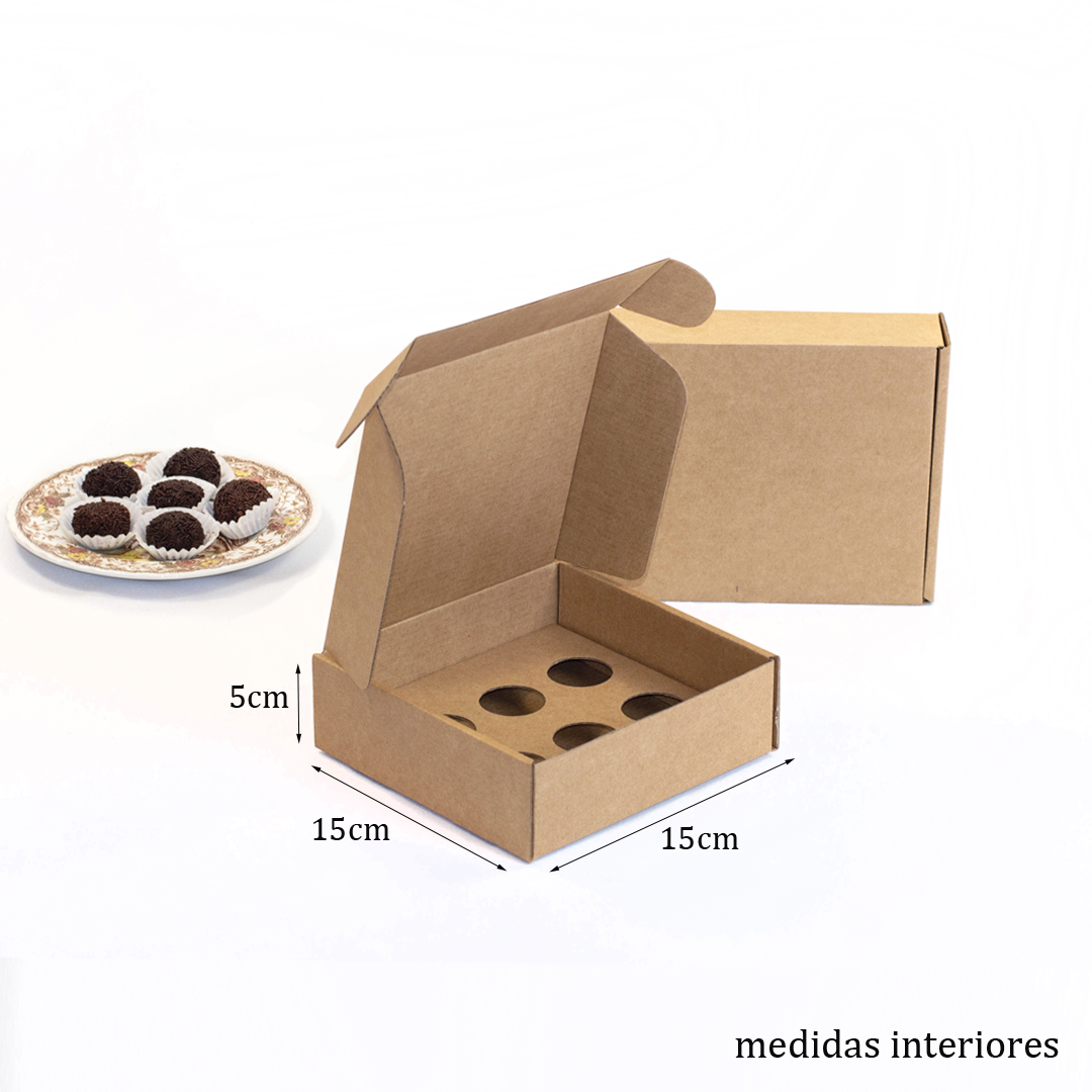 Truffelhao-Kraft-6und-sem-janela_1.jpg Caixa para 6 Brigadeiros Kraft (com divisória) - Image 1