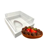 Caixa Branca para Ovo de Colher (350g/500g) com Tampa Acetato – 20x18x5cm