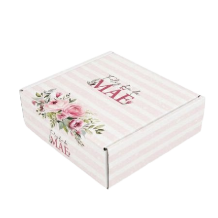 Caixa Cartão Branca 14x14x5cm 6 brigadeiros Dia da Mãe Riscas Rosa