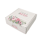 Caixa Cartão Branca 20x20x7cm Dia da Mãe Riscas Rosa