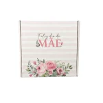 Caixa Cartão Branca 20x20x7cm Dia da Mãe Riscas Rosa - Image 3