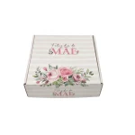 Caixa Cartão Branca 20x20x7cm Dia da Mãe Riscas Rosa - Image 2