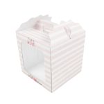 Caixa Cartão Branca 18x18x18cm c/ janela quadrada Dia da Mãe Riscas Rosa