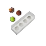 Caixa Cartolina Branca com Tampa PVC para 4 Brigadeiros 18×5,5x5cm