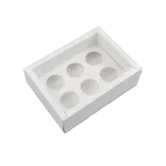 Caixa Cartolina Branca com Tampa PVC para 6 Brigadeiros 16x12x5cm - Image 2