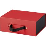 Caixa Cartão Cabaz / Presente Preto / Vermelho imitação pele Fecho Magnético c/ Alça 23,5x18,5x9cm – Norpack