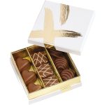 Caixa P/ Chocolates Branca/Dourada 4 Linhas 15,5x15,5x3,3cm – Norpack - Image 2