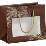 Saco Papel Castanho/Dourado c/ janela c/ cordão 20x10x17cm – Norpack