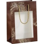 Saco Papel Castanho/Dourado c/ janela c/ cordão 20x10x29cm – Norpack