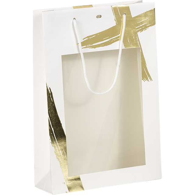 031200000266_1.jpg Saco Papel Branco/ Dourado Natal 3 Garrafas 27x9x39cm(C x L x A) – Norpack - Image 1