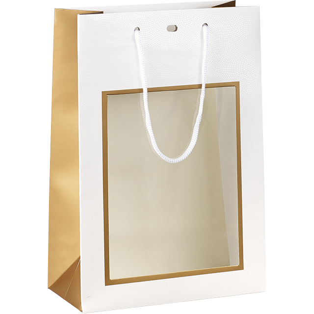 031200000268_1.jpg Saco Papel Branco/ Dourado Verniz Natal 20x10x29cm(C x L x A) – Norpack - Image 1