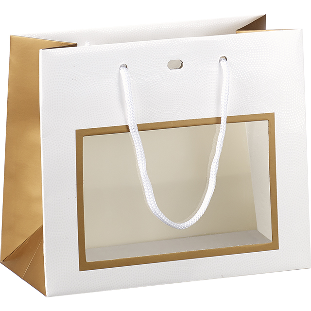 031200000272.jpg Saco Papel Branco/ Dourado Verniz Natal 20x10x17cm – Norpack - Image 1