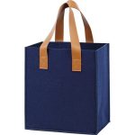 Saco Feltro Azul / imitação couro 6 Garrafas c/ divisórias removíveis 25x18x28cm – Norpack