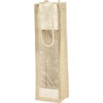 Saco Juta Natural c/ alças c/ janela PVC 1 Garrafa 10x9x36cm – Norpack