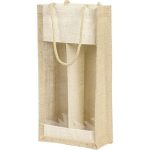 Saco Juta Natural c/ alças c/ janela PVC 2 Garrafas 18x9x36cm – Norpack
