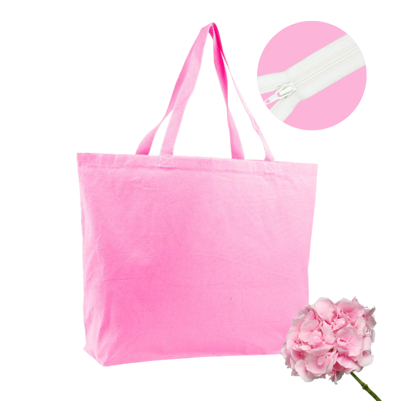 031900000006-1.png Saco Algodão / Tote Bag Rosa 45x40x12cm c/ fecho e bolsa interior – Norpack - Image 1
