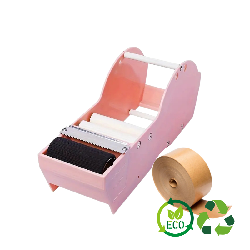 071500000021-1.png Máquina Dispensadora Manual Rosa para Fita de embalagem Gomada SEM ADESIVO ♲100% Ecológico♲ – Norpack - Image 1