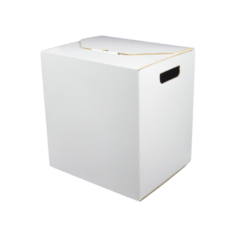 1-1-1.png Caixa Cartão Cabaz Branca no exterior + kraft no interior Empilhável c/ pegas 34x27x36cm – Cartão Muito Resistente! Ideal para Cabazes e Vinhos! – Norpack - Image 1