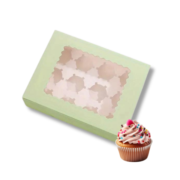 1-1-5.png Caixa Cartolina Verde 12 Cupcakes 32,5x24,8x9cm – Norpack - Image 1