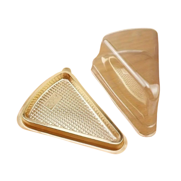 1-1-6.png Caixa Plástica p/ Fatia de Bolo Base Dourada 7,5x11cm Pack 60 unidades – Norpack - Image 1