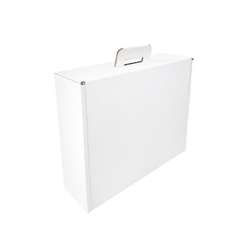 1-2.png Caixa Cartão Cabaz Branca no exterior + Kraft no interior c/ pega 38,4x32,5x11,5cm – Cartão Muito Resistente! Ideal para Cabazes e Vinhos! – Norpack - Image 1