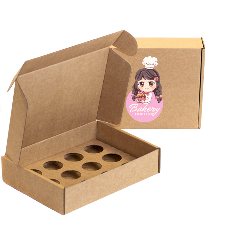 1-3.png Caixa Cartão Kraft 195x145x45mm p/ 12 Brigadeiros c/Impressão no tampo – Norpack - Image 1