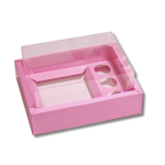 Caixa Cartolina Rosa Chiclete c/ Tampa PVC p/ 1 Bentô Cake + 3 Brigadeiros – Norpack - Image 4