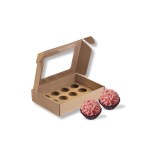 Caixa Cartão Kraft 195x145x45mm p/ 12 Brigadeiros c/Janela Quadrada – Norpack