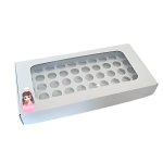 Caixa Cartão Branca 440x220x55mm p/ 50 Brigadeiros c/Janela Quadrada c/Impressão – Norpack