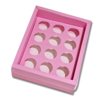 Caixa Cartolina Rosa Chiclete c/ Tampa PVC p/ 12 Brigadeiros – Norpack - Image 2