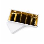 Caixa Cartão Chocolates Branca e Dourada 5 linhas 17,5x7x4,5cm – Norpack - Image 2