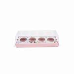 Caixa Cartolina Rosa Claro c/ Padrão Floral c/ Tampa PVC p/ 4 brigadeiros 18x5x5,5cm – Norpack - Image 5