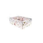 Caixa Cartolina Padrão Floral c/ Ninho Rosa Claro c/ Tampa PVC p/ 6 brigadeiros 16x12x5cm – Norpack - Image 3