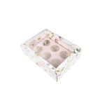Caixa Cartolina Padrão Floral c/ Ninho Rosa Claro c/ Tampa PVC p/ 6 brigadeiros 16x12x5cm – Norpack - Image 4