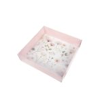 Caixa Cartolina Rosa Claro c/ Padrão Floral c/ Tampa PVC 20x20x5cm – Norpack