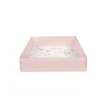 Caixa Cartolina Rosa Claro c/ Padrão Floral c/ Tampa PVC 20x20x5cm – Norpack - Image 3