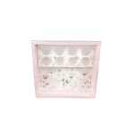 Caixa Cartolina Rosa Claro c/ Padrão Floral c/ Tampa PVC p/ 8 brigadeiros + espaço livre 22x20x5cm – Norpack - Image 2