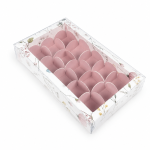 Caixa Cartolina Padrão Floral c/ fundo Rosa Claro c/ Tampa PVC p/ 15 doces 19x11x3,5cm – Norpack
