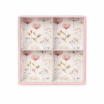 Caixa Cartolina Rosa Claro c/ Padrão Floral c/ Tampa PVC c/ 4 divisórias 20x20x4cm – Norpack - Image 2