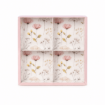 Caixa Cartolina Rosa Claro c/ Padrão Floral c/ Tampa PVC c/ 4 divisórias 20x20x4cm – Norpack - Image 4