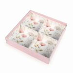 Caixa Cartolina Rosa Claro c/ Padrão Floral c/ Tampa PVC c/ 4 divisórias 20x20x4cm – Norpack - Image 3