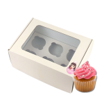 Caixa Cartão Micro Branco p/ 6 Cupcakes 25,5x18,5x11cm c/ janela c/ impressão – Norpack