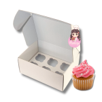 Caixa Cartão Micro Branco p/ 6 Cupcakes 25,5x18,5x11cm s/ janela c/ impressão – Norpack