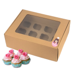Caixa Cartão Micro Kraft p/ 12 Cupcakes 33,5x26x11cm c/ janela c/ impressão – Norpack