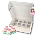 Caixa Cartão Micro Branca p/ 12 Cupcakes 33,5x26x11cm s/ janela c/ impressão – Norpack - Image 3