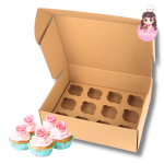 Caixa Cartão Micro Kraft p/ 12 Cupcakes 33,5x26x11cm s/ janela c/ impressão – Norpack