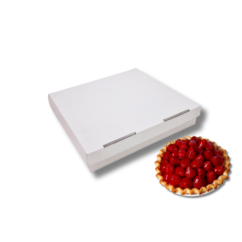 110500000012-2.png Caixa Cartão Micro Branca c/ tampa incorporada 265mmx265mmx50mm p/ Bolos e Tartes – Norpack - Image 1